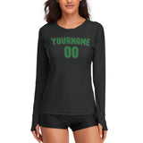 Custom Black Emerald Green Women's Long-Sleeve Shirt