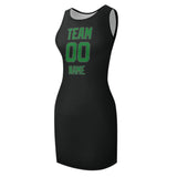 Custom Black Emerald Green Sleeveless Vest Dress