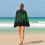 Custom Black Emerald Green Beach Towel
