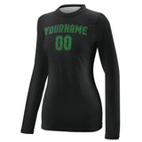 Custom Black Emerald Green Women's Long-Sleeve Shirt