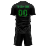 Custom Black Emerald Green Soccer Jersey