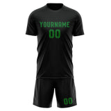 Custom Black Emerald Green Soccer Jersey