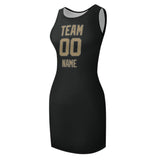 Custom Black Light Khaki Sleeveless Vest Dress