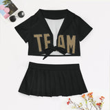 Custom Black Light Khaki Cheerleading Uniform Set