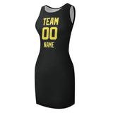 Custom Black Light Yellow Sleeveless Vest Dress
