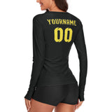 Custom Black Light Yellow Women's Long-Sleeve Shirt