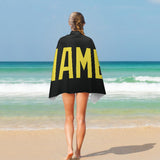 Custom Black Light Yellow Beach Towel