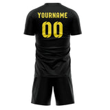 Custom Black Light Yellow Soccer Jersey