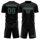Custom Black Blue Green Soccer Jersey