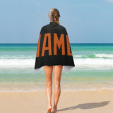 Custom Black Orange Beach Towel