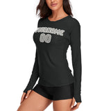Custom Black Gray Women's Long-Sleeve Shirt
