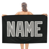 Custom Black Gray Beach Towel