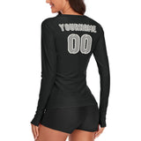 Custom Black Gray Women's Long-Sleeve Shirt
