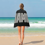 Custom Black Gray Beach Towel
