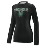 Custom Black Green Women's Long-Sleeve Shirt