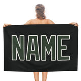 Custom Black Dark Green Beach Towel
