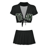 Custom Black Dark Green Cheerleading Uniform Set