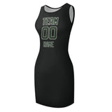 Custom Black Dark Green Sleeveless Vest Dress