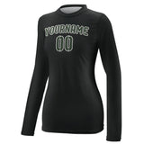 Custom Black Dark Green Women's Long-Sleeve Shirt