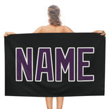 Custom Black Purple Beach Towel