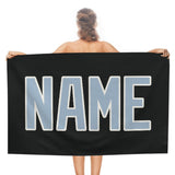 Custom Black Light Blue Beach Towel