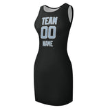Custom Black Light Blue Sleeveless Vest Dress