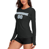 Custom Black Light Blue Women's Long-Sleeve Shirt