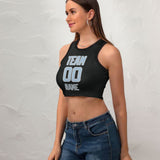 Custom Black Light Blue Sleeveless Tank Top