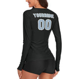 Custom Black Light Blue Women's Long-Sleeve Shirt
