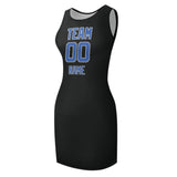 Custom Black Sky Blue Sleeveless Vest Dress