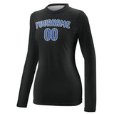 Custom Black Sky Blue Women's Long-Sleeve Shirt