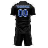 Custom Black Sky Blue Soccer Jersey