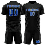 Custom Black Sky Blue Soccer Jersey
