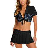 Custom Black Blue Cheerleading Uniform Set