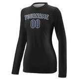 Custom Black Blue Women's Long-Sleeve Shirt