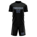 Custom Black Blue Soccer Jersey