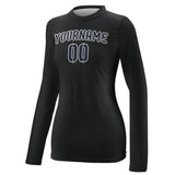 Custom Black Navy Women's Long-Sleeve Shirt