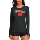 Custom Black Orange Red Women's Long-Sleeve Shirt