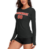 Custom Black Orange Red Women's Long-Sleeve Shirt