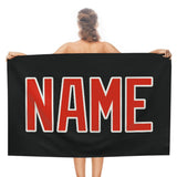 Custom Black Orange Red Beach Towel