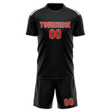 Custom Black Orange Red Soccer Jersey