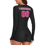Custom Black Pink Women's Long-Sleeve Shirt