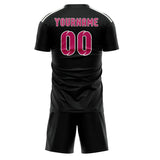 Custom Black Pink Soccer Jersey