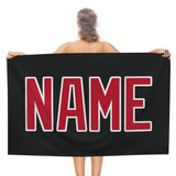 Custom Black Red Beach Towel