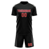 Custom Black Red Soccer Jersey