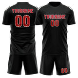 Custom Black Red Soccer Jersey