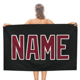Custom Black Crimson Red Beach Towel