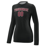 Custom Black Crimson Red Women's Long-Sleeve Shirt