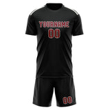 Custom Black Crimson Red Soccer Jersey