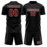 Custom Black Crimson Red Soccer Jersey